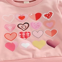 Сейуригаока бебе момичета Ден на Свети Валентин суитчър есен Случайни сърце печат Пуловер върхове Дълъг ръкав кръг врата тениска за малки деца