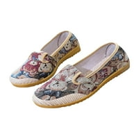 Rotosw Womens Flats Comfort Loafers Неплъзгащи се платни обувки Леки плъзгащи се ежедневни обувки Tr-Strap Khaki Red 5.5