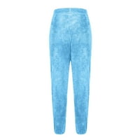 Жени модни ежедневни панталони жени топло фитнес спортни гамаши зимни руно панталони панталони изчистване синьо 18