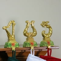 Northlight Blittered Harps Christmas Stocking Holder - Комплект от 3