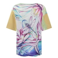 Ichuanyi дамски разчистен ризи, женски моден ежедневен плюс размер живописни цветя печат с тениска с тениски с тениски