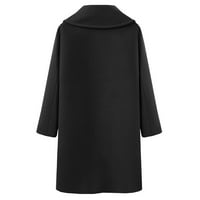Entyinea жени плюс размер тренч палто ревера джоб отворен преден жилетка небрежно дълги ръкави тренч покрити външни дрехи черни s