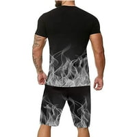 Мъжки моден ежедневен костюм за тениски с къси панталони 3D цифров печат тънък годен тениска отгоре на клирънс