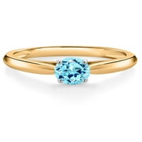 Скъпоценен камък крал 10к жълто злато син пасианс апатит годежен пръстен за жени