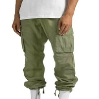 Келаджуански мъже товарни панталони с джобове със солиден цвят разхлабени еластични джогинг суитчъни за ежедневни панталони улични дрехи