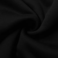 Големи суичъри за жени ежедневни гъби печат Суичър Капка рамо дълъг ръкав свободен удобен о-изкопчил пуловер върхове черни xxl