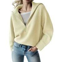 Пуловери за жени плетени къси плетени с цип Регулируеми деколте Есен и зима комфорт Пуловери