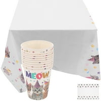 Задайте котешки рожден ден купон Доставки хартиени чаши маса плат котка декорации за рожден ден