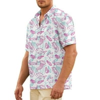 Мъжки подводни световни печат с къс ръкав риза ревера джобна хавайска риза 3xl