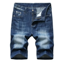 Homadles мъжки разпуснати дънкови къси панталони- модерни шорти за сплайс тъмносин размер xl