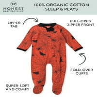 Честно бебе дрехи бебе момче или момиче пол неутрален органичен памук спи и играе Хелоуин пижама
