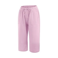 Dtydtpe жени моден масивен цвят памук еластични панталони плаж от свободното време панталони панталони панталони розово xxxxxl