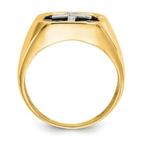 14k жълто злато истински диамантен мъжки пръстен