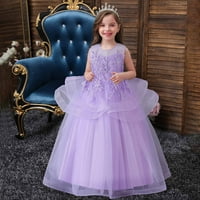 Пенкий деца бебе момичета на средна възраст деца без ръкави бродерия окото рокля марля рокля принцеса рокля принцеса Облечи 13-години лилаво лято сделка