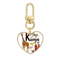 Кенийски национален символ на забележителност модел Gold Heart Keychain Metal Keyring притежател