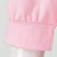Тениска за жени с една линия шия отпечатан пачуърк контраст на свободни три четвърти ръкави Небрежни върхове