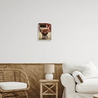 Ступел Индъстрис Тротинг Хайланд едър рогат добитък смели червени плевня снимка бяла рамка изкуство печат стена изкуство, дизайн От Дакота динър