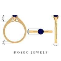Rosec Jewels Blue Sapphire Politaire Ring за жени, 14K жълто злато, САЩ 12.00