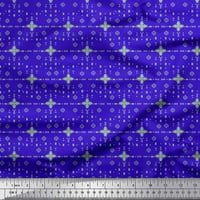 Soimoi Blue Polyester Crepe Fabric Aztec Geometric Print Fabric по двор