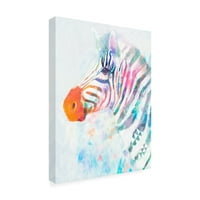 Търговска марка изящно изкуство 'флуоресцентно зебра и' платно изкуство от Виктория Борхес