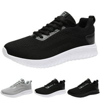 Мъжки мрежести спортни обувки мода проста солидна цветна дъна удобна дантела за дишащи ежедневни обувки неплъзгащи се обувки за пешеходки бял размер39