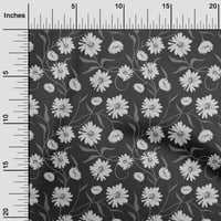 Oneoone Silk Tabby Navy Сива тъкан Флорална тъкан за шиене отпечатана занаятчийска тъкан край двора