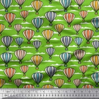 Soimoi Green Velvet Fabric Cloud & Hot Air Balloon Holiday Printed Craft Fabric край двора