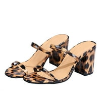 Binmer дамски ежедневни леопардови квадратни пети прозрачни дантелени линии върху обувки за сандали