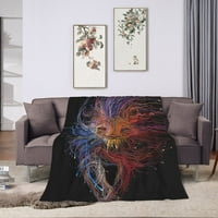 Цветна лъвска линия изкуство хвърли одеяло, пухкав мек уютен одеяло фланел плюшени микрофибър диван хвърлят 50 х40