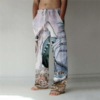 B91XZ мъжки панталони Мъжки четири сезона Chouxiangma Digital 3D отпечатан колан за дрезгави панталони Кафяви, размер 3XL