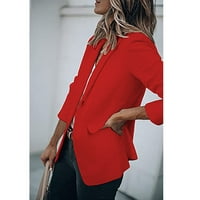 Lroplie дамски жилетка плюс размер якета с дълъг ръкав за жени, работещи блейзери в ръкав дълго офис палто Red 2xl