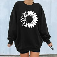 Женски суичър с качулка модна печат Crewneck Loose Небрежен пуловер с дълги ръкави върхове суичъри за жени