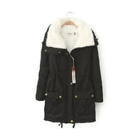 Женски зимен сгъстено топло палто с изкуствена подплата на козина тънък палто