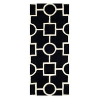 Cambridge Joyce Geometric Shapes Wool Area Rug, тъмносиня слонова кост, 6 '6' кръг