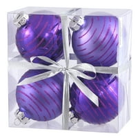 Vickerman 3 Purple Ball орнамент w Glitter Assorted 4 кутия