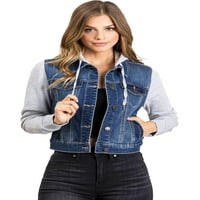 Wa Jean Women Juniors Juniors Hoodie Denim Jacket