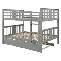 Bornmio Full над пълно двуетажно легло с Trundle с двоен размер и стълба-бяла