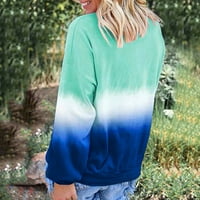 Tunic върхове дълги ръкави жени градиент с дълъг ръкав пуловер на тениска горна кръгла врата пуловер с по-голям суичър с качулка с качулка