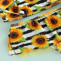 Thaisu Toddler Girls Bikini Outfit, Dinosaur Sunflower Print Ruffles Crop Pops + Shorts Briving Butwear