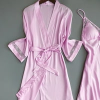 pxiakgy интими за жени одежди нощно бельо пижами жени сатен бельо коприна за спални дрехи розово + xxl