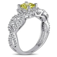 Карат Т. В. жълт и бял диамант 10кт Бяло Злато Реколта годежен пръстен