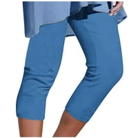 Панталони за жени Модни дамски атлетични изрязани панталони Плътен цвят Случайни ластик плажни панталони летен клирънс 18
