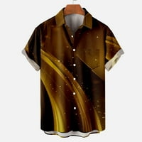 Мъже непринуден моден отбит яка Хавайски печат с къс ръкав имат джобове кардиганни копчета риза върхове блуза в продажба