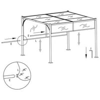 мободи Гардън пергола с прибиращ се покрив таванна стоманена рамка сенник сенник заслон за вътрешен двор, Сватба, барбекю, къмпинг, фестивални събития
