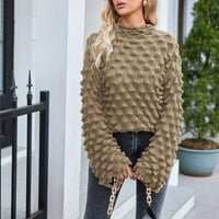 пухкав Мода Жени Пуловер пуловер-лек случайни разтеглив мек плътен цвят Поло плета пуловер върхове