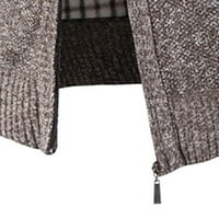 Пуловери за мъже жилетка отворена предна дълго цип нагоре плетена жилетка дебел пуловер Св яка Руно облицована топло кафе хл