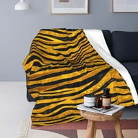 Топло меко легло за легла крал пълен размер кафяв тигър печат фланел хвърляне на одеяло ивици животински козина, удобно одеяло от руно